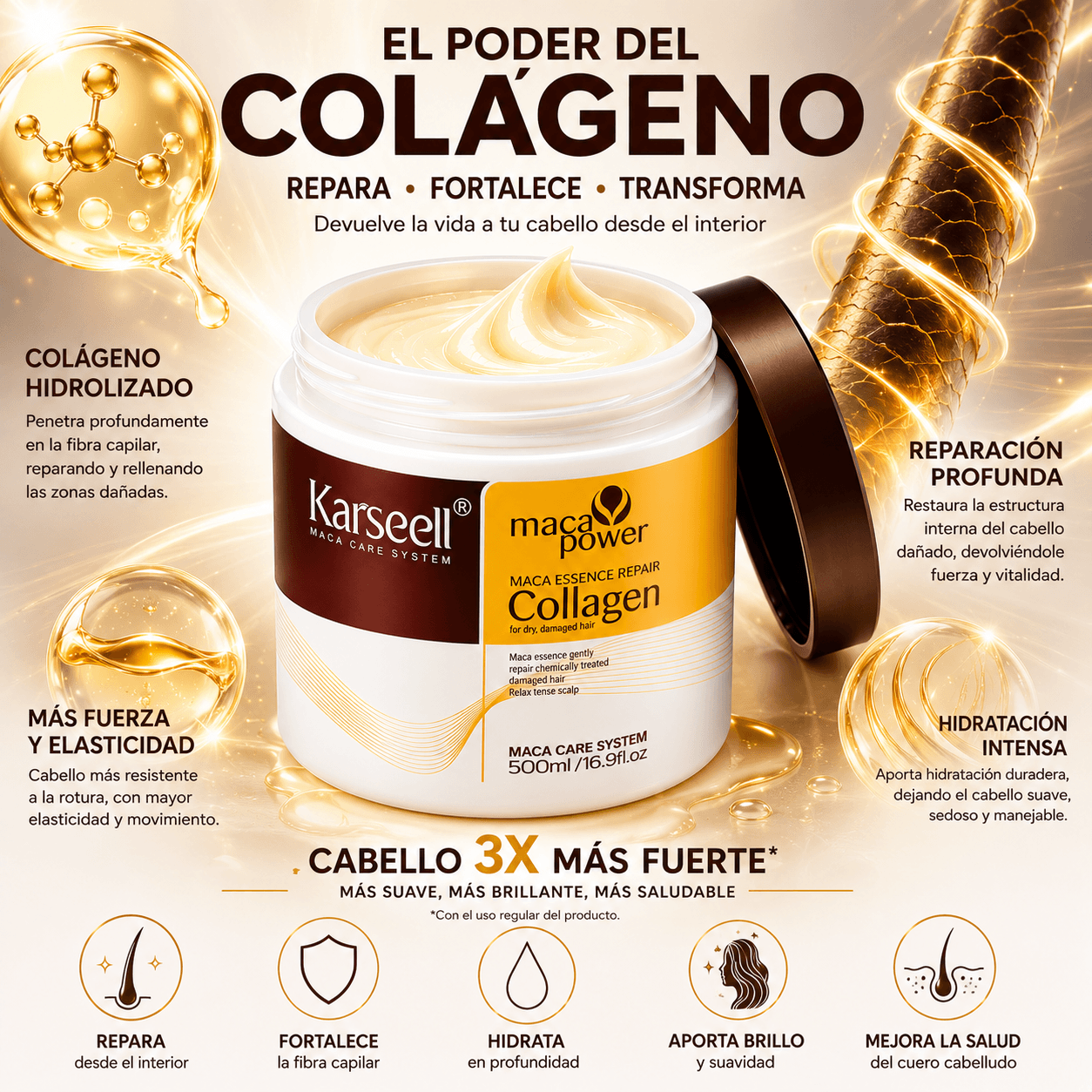 KARSEELL: Cabello 3 veces más fuerte y brillante en 15 min. ¡Llévate 2 y Paga 1 SOLO HOY!