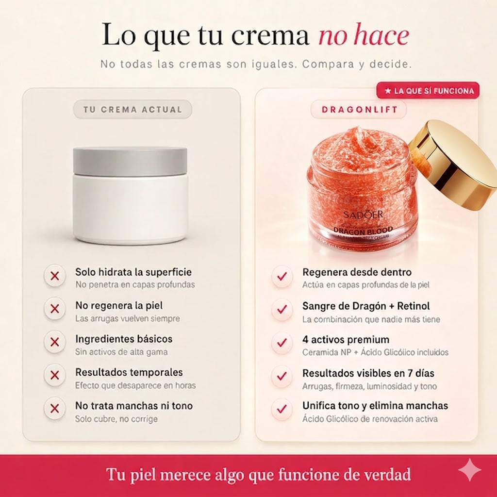 DILE ADIOS A LAS ARRUGAS✨ CREMA REJUVENECEDORA DRAGÓNLIFT– ¡OFERTA 2x1!
