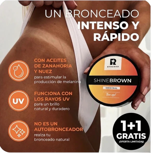 Consigue el bronceado perfecto en solo 2 horas de sol ☀️ Con Shine Brown OFERTA ESPECIAL DE VERANO 2x1